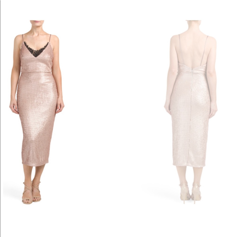 Allen Schwartz Sequin Cocktail Midi Dress